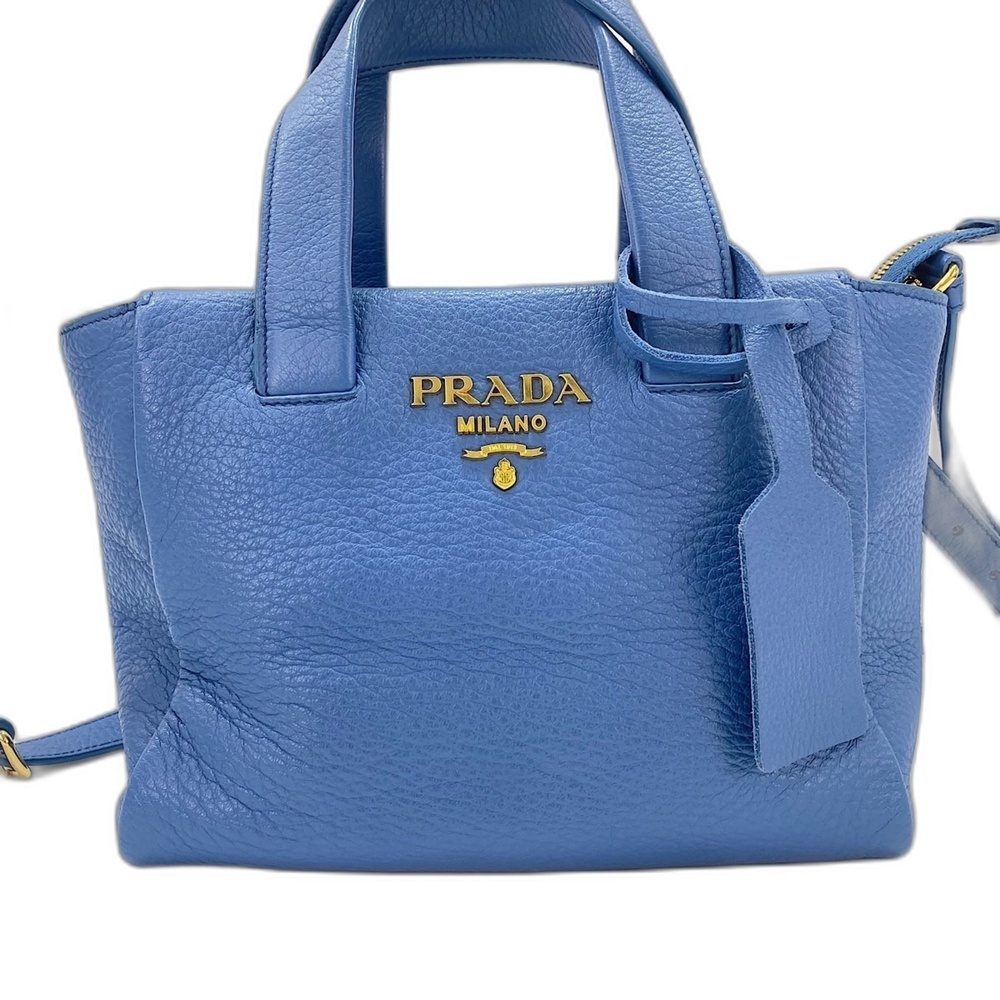 Prada Vitello Shoulder Bag/Handbag, Blue